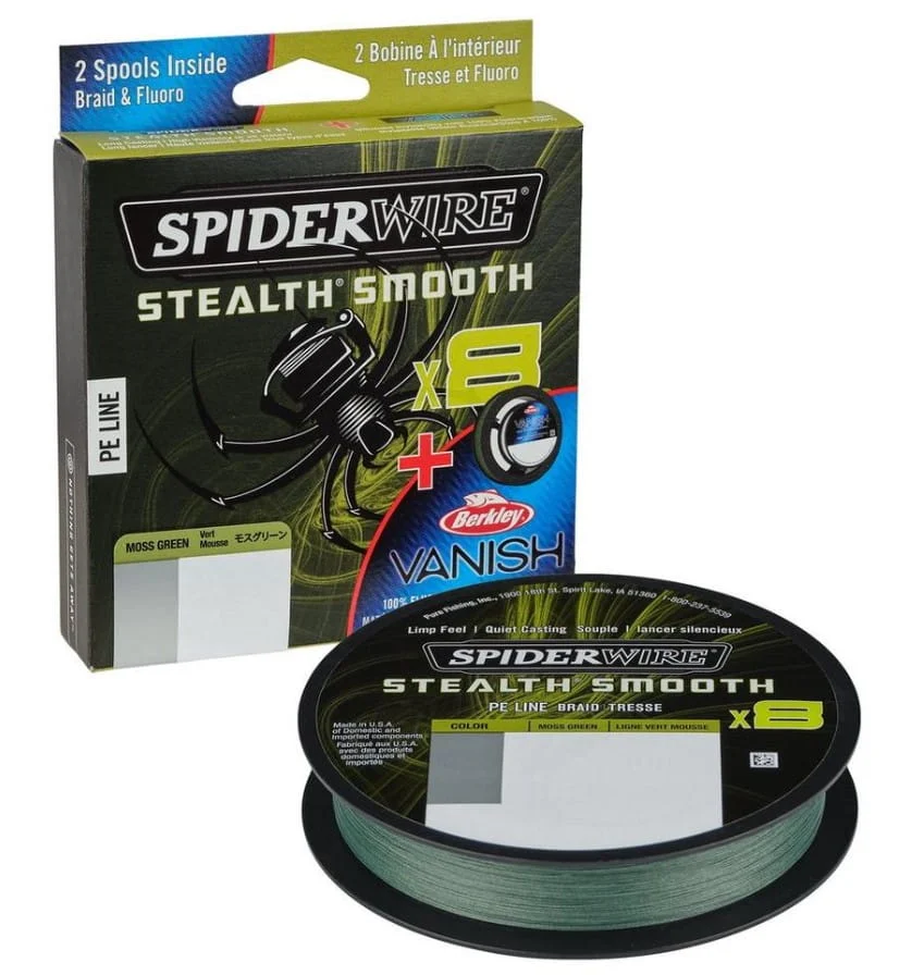 Spiderwire 8 Braid & Fluorocarbon Duo Spool System 0,19/0,45 mm 18,0/10 kg 150/50 m Green/Clear