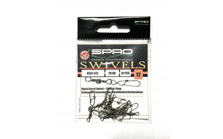 Spro BARREL SWIVEL+SPECIAL-SNAP Wirbel 34 kg Tragkraft 10 Stück Größe 8