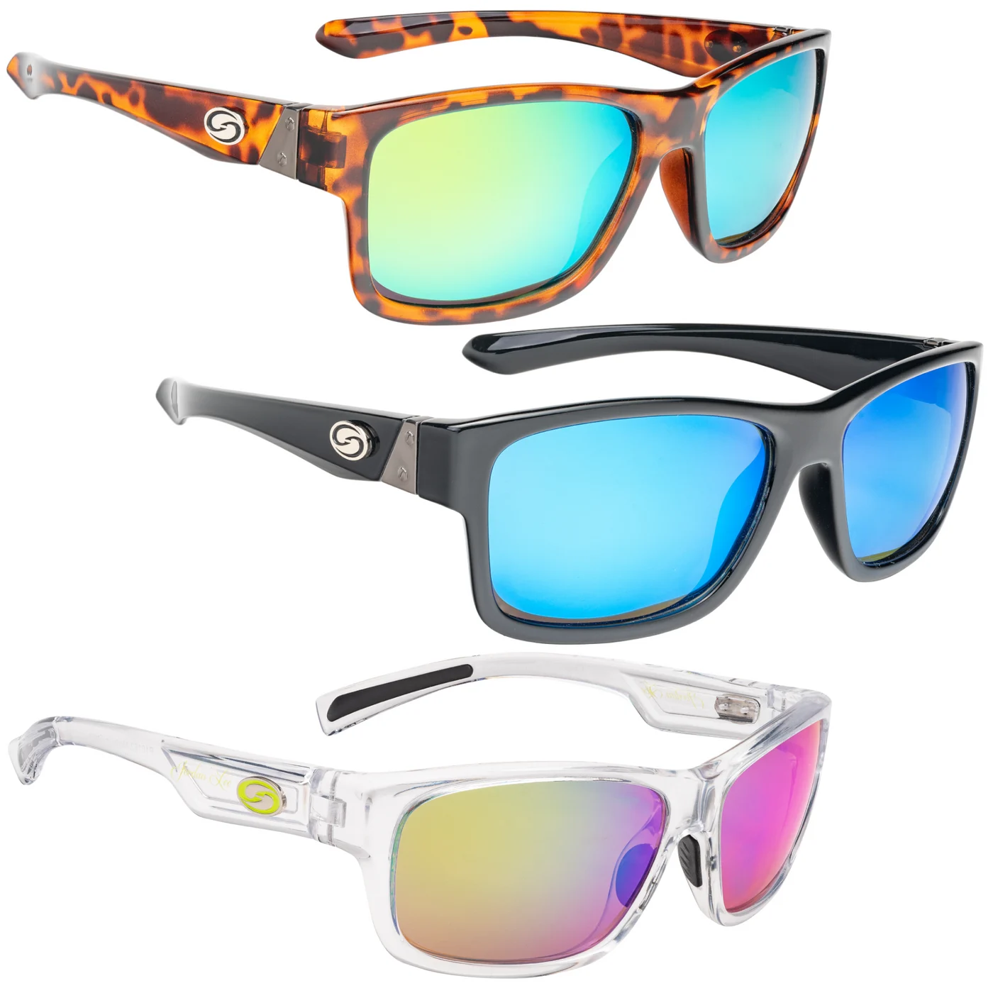 Strike King SK Pro Sunglasses - Polarisationsbrille grün verspiegelte Gläser / transparenter Rahmen