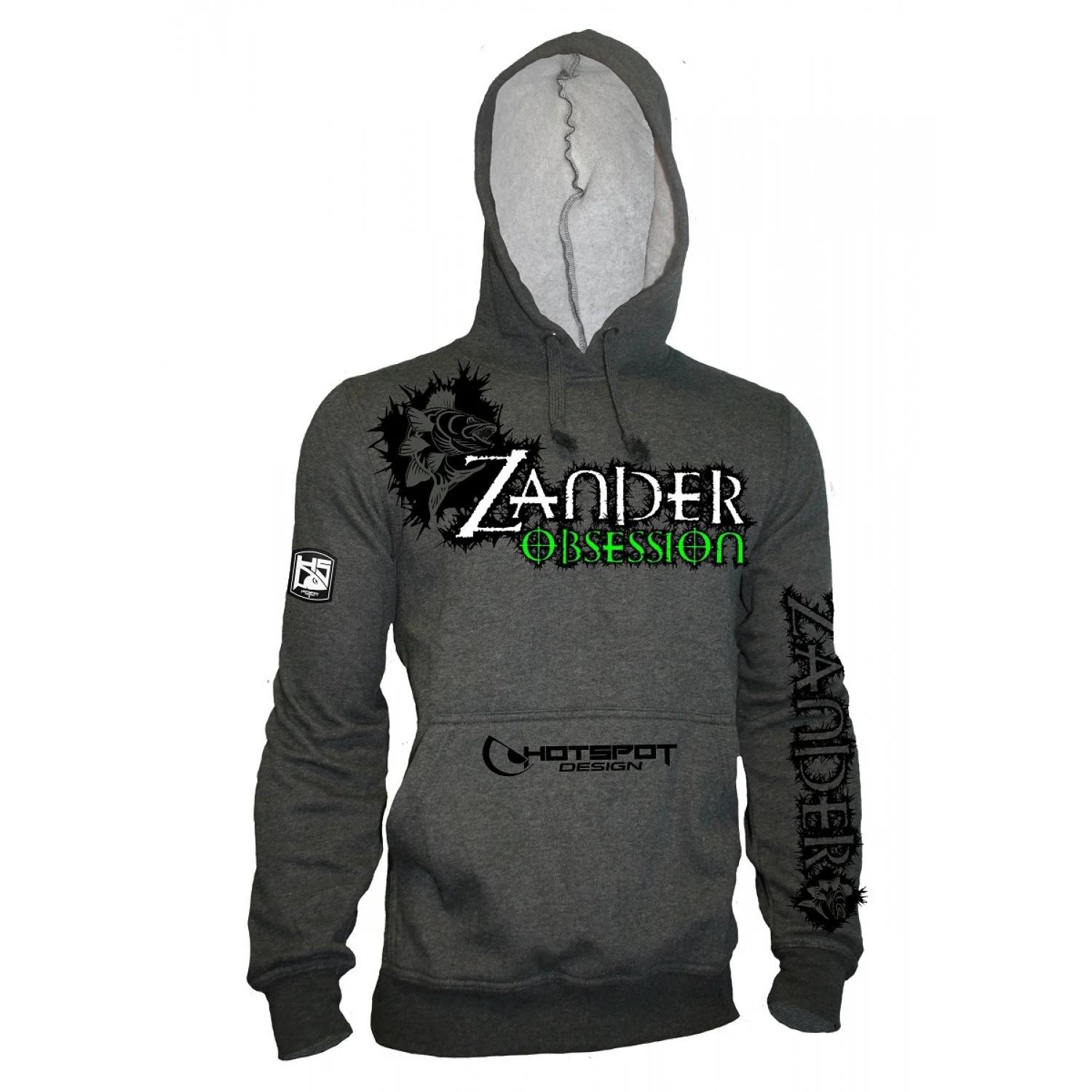 HOTSPOT DESIGN Zander Obsession, grey-green, Hoodie, For anglers