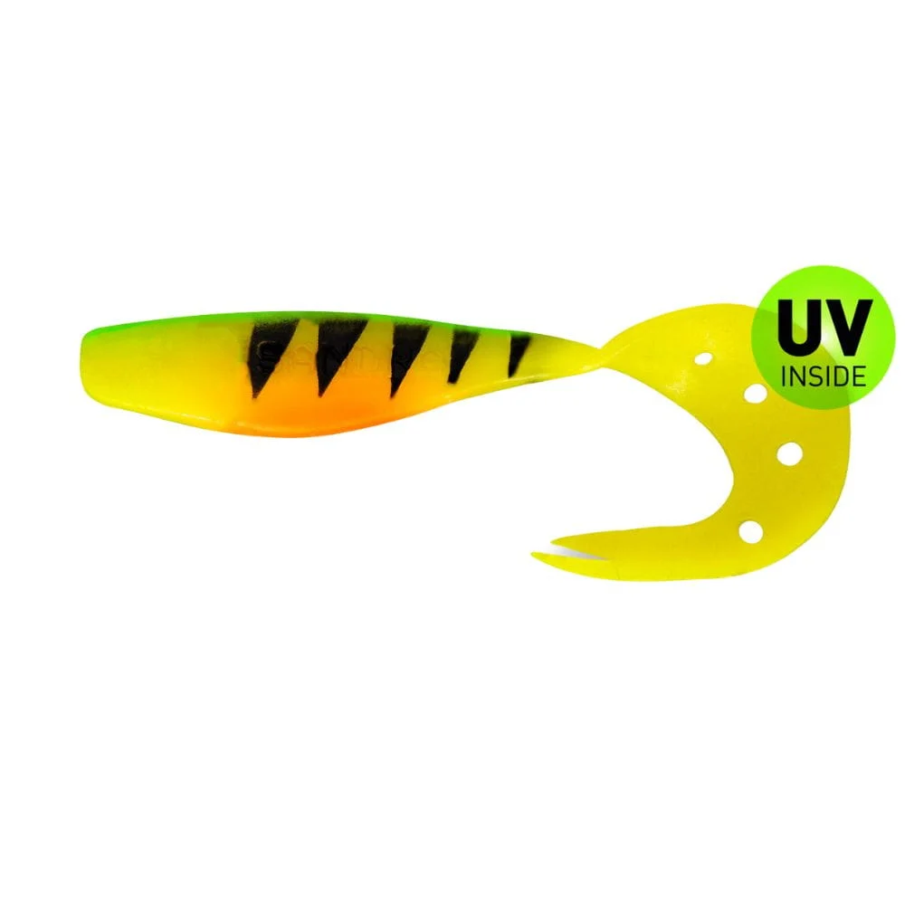 SX Sandra Twister 15 cm (6") Fluogelb Schwarz Zander 2 Stück