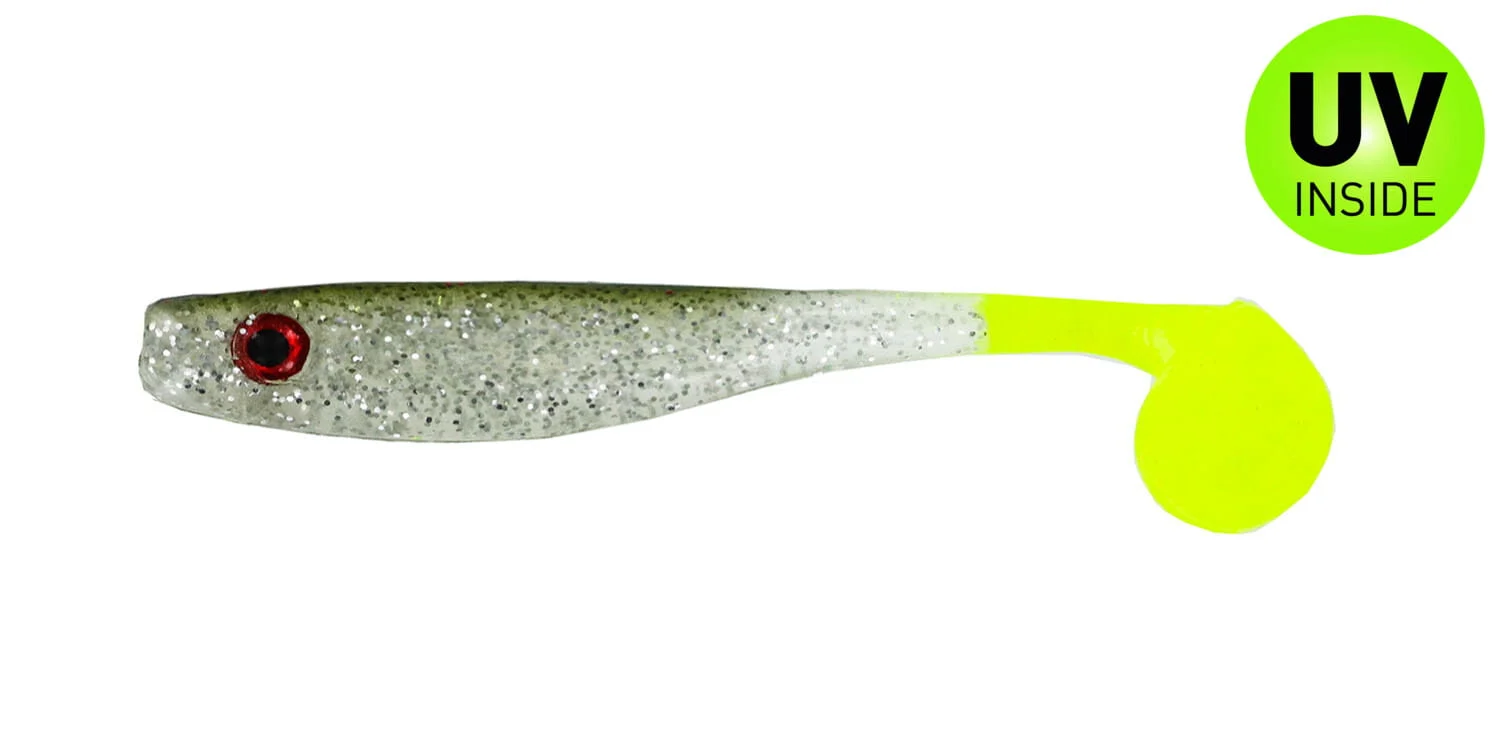 SX Suicide Shad 9 cm (3,5") Chicken on a Chain Glow 5 Stück