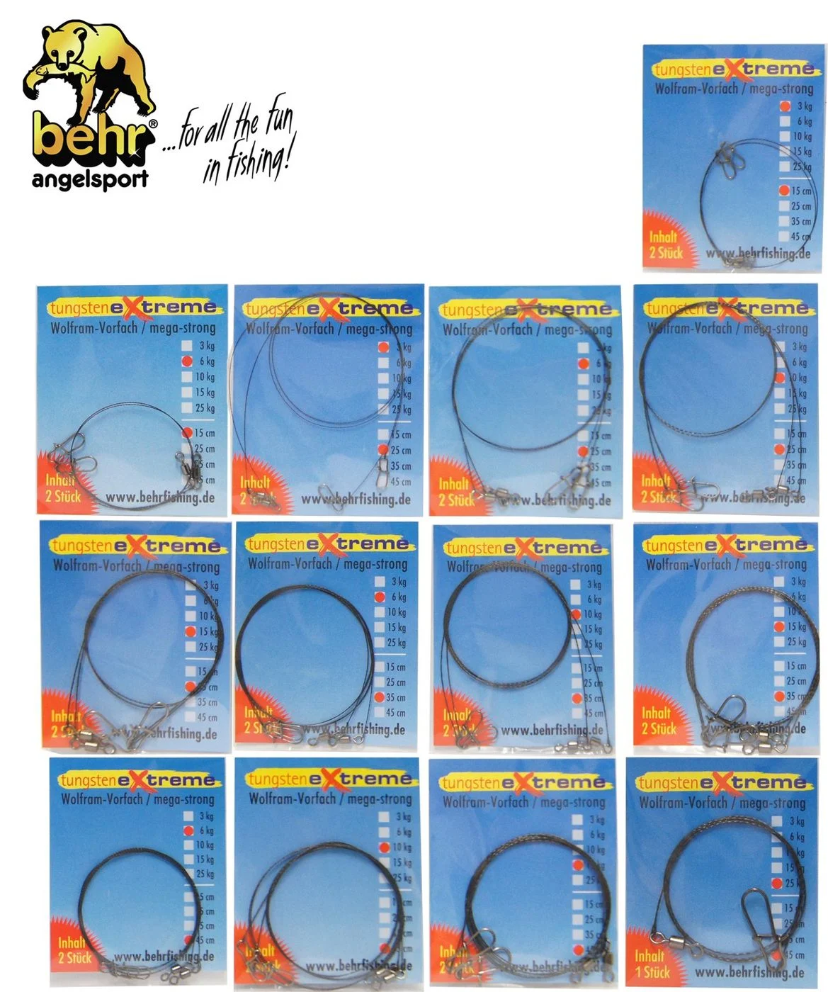 Tungsten Spinnvorfächer Stahlvorfach 15cm 3 kg