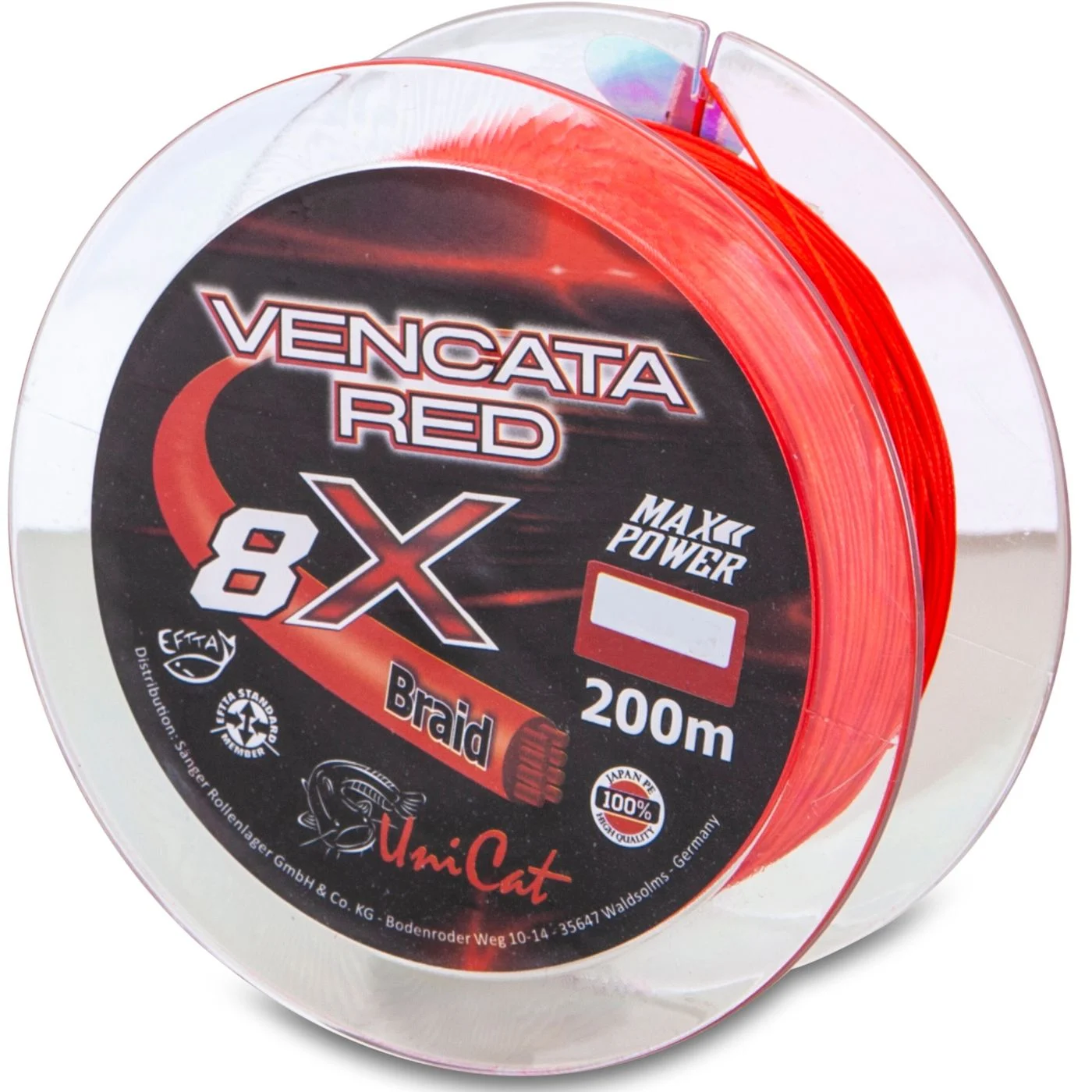 Uni Cat 8X Vencata Red Line - 200m geflochtene Wallerschnur 0.37mm / 34kg