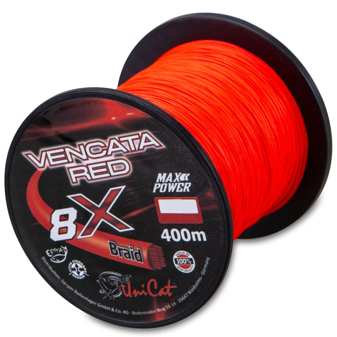 Uni Cat Vencata Red Line 8X - 400m geflochtene Welsschnur 0.37mm / 34kg