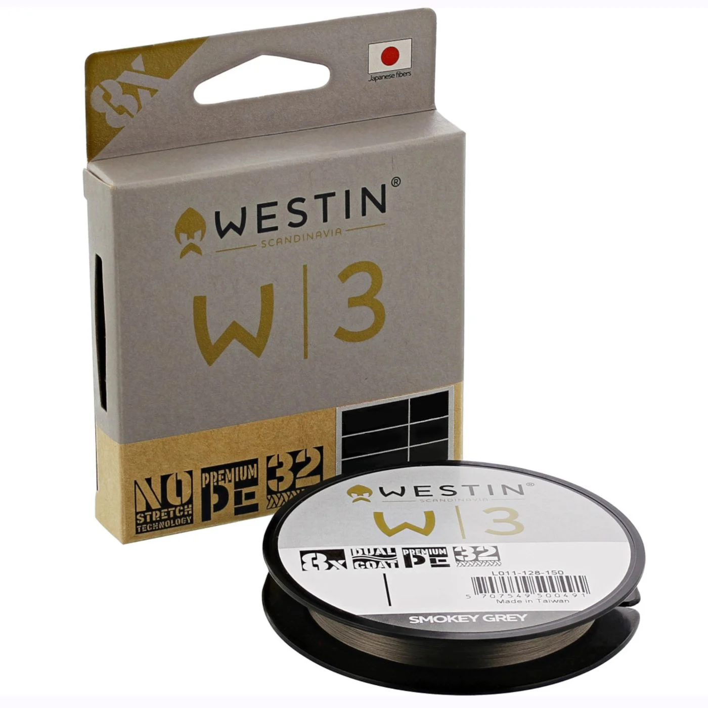 Westin W3 8-Braid Smokey Grey - 1500m geflochtene Angelschnur 0.08mm / 3kg