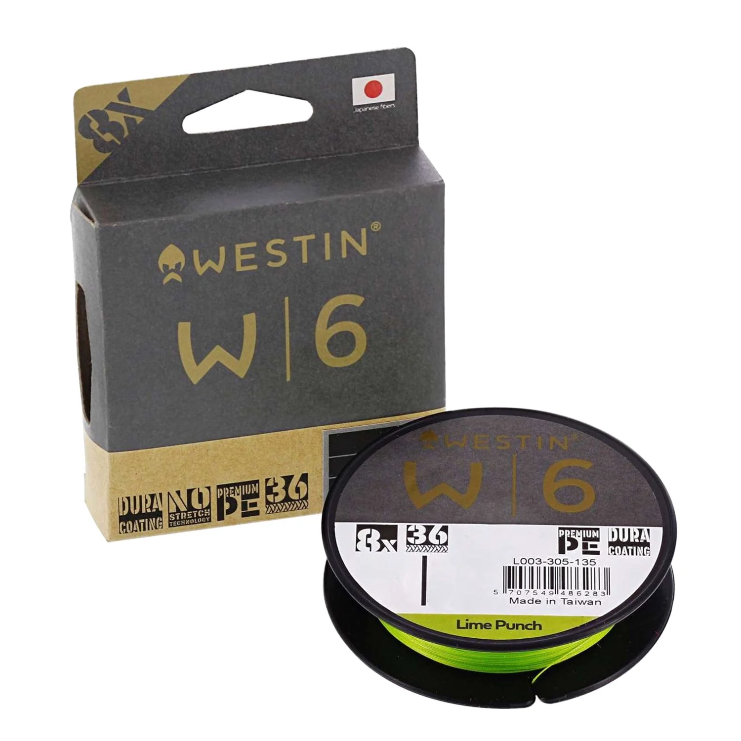 Westin W6 8 Braid Lime Punch - Geflochtene Schnur Länge: 135m | Durchmesser / Tragkraft: 0,08mm - 3,7kg