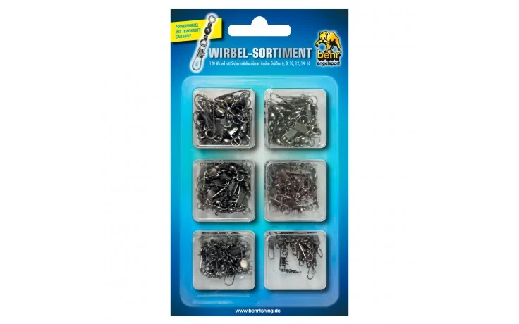 Wirbelsortiment 120 Stück Angelwirbel Größe 6 bis 16 je 20 Stück
